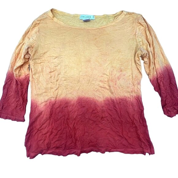 chelsea z mid sleeve tee shirt tie die orange red viscose made India medium READ - Picture 1 of 7